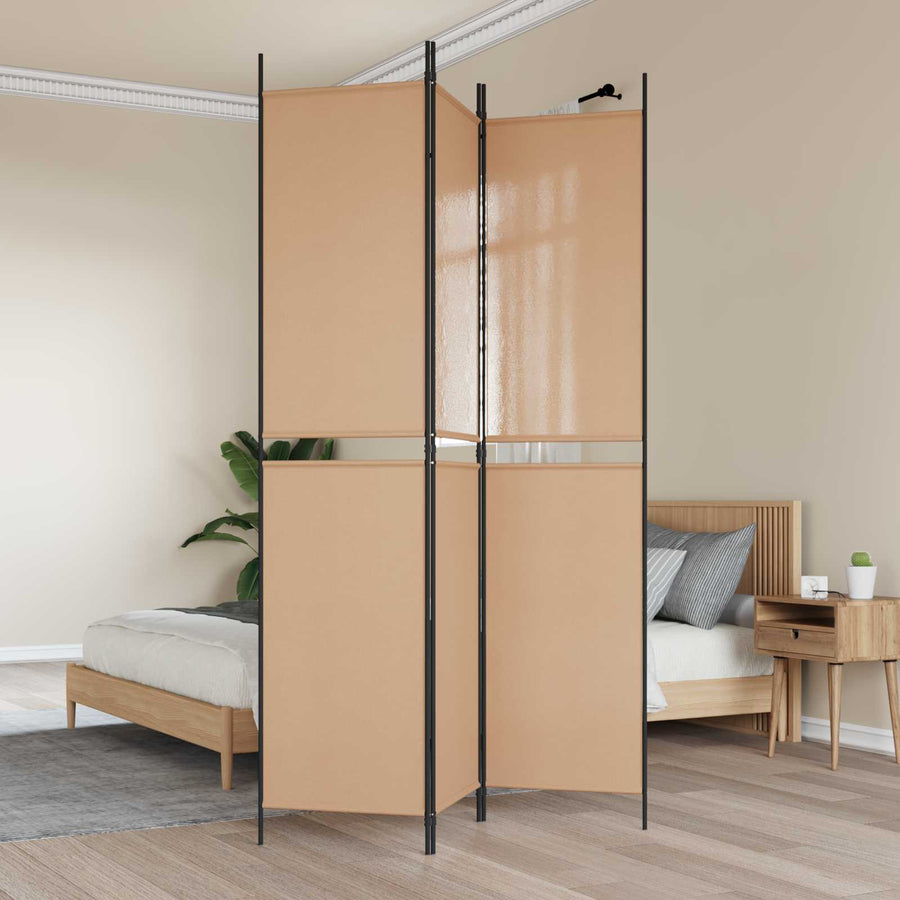 3-Panel Room Divider Beige 150 x 220 cm Stof