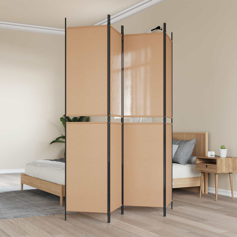 4-panelen roomdivider Beige 200 x 220 cm Stof
