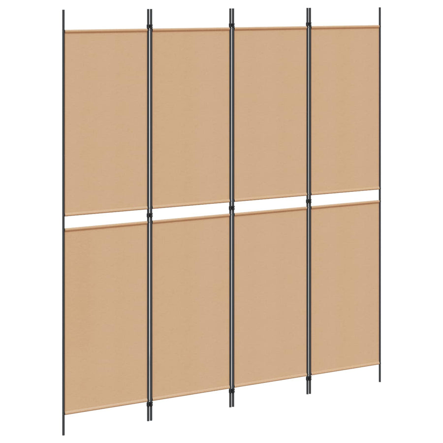 4-panelen roomdivider Beige 200 x 220 cm Stof