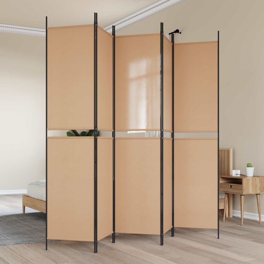 5-Panel Room Divider Beige 250 x 220 cm Stof