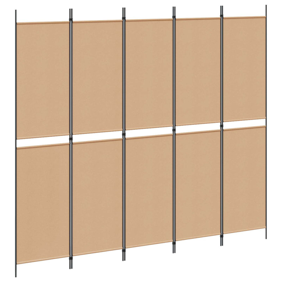 5-Panel Room Divider Beige 250 x 220 cm Stof