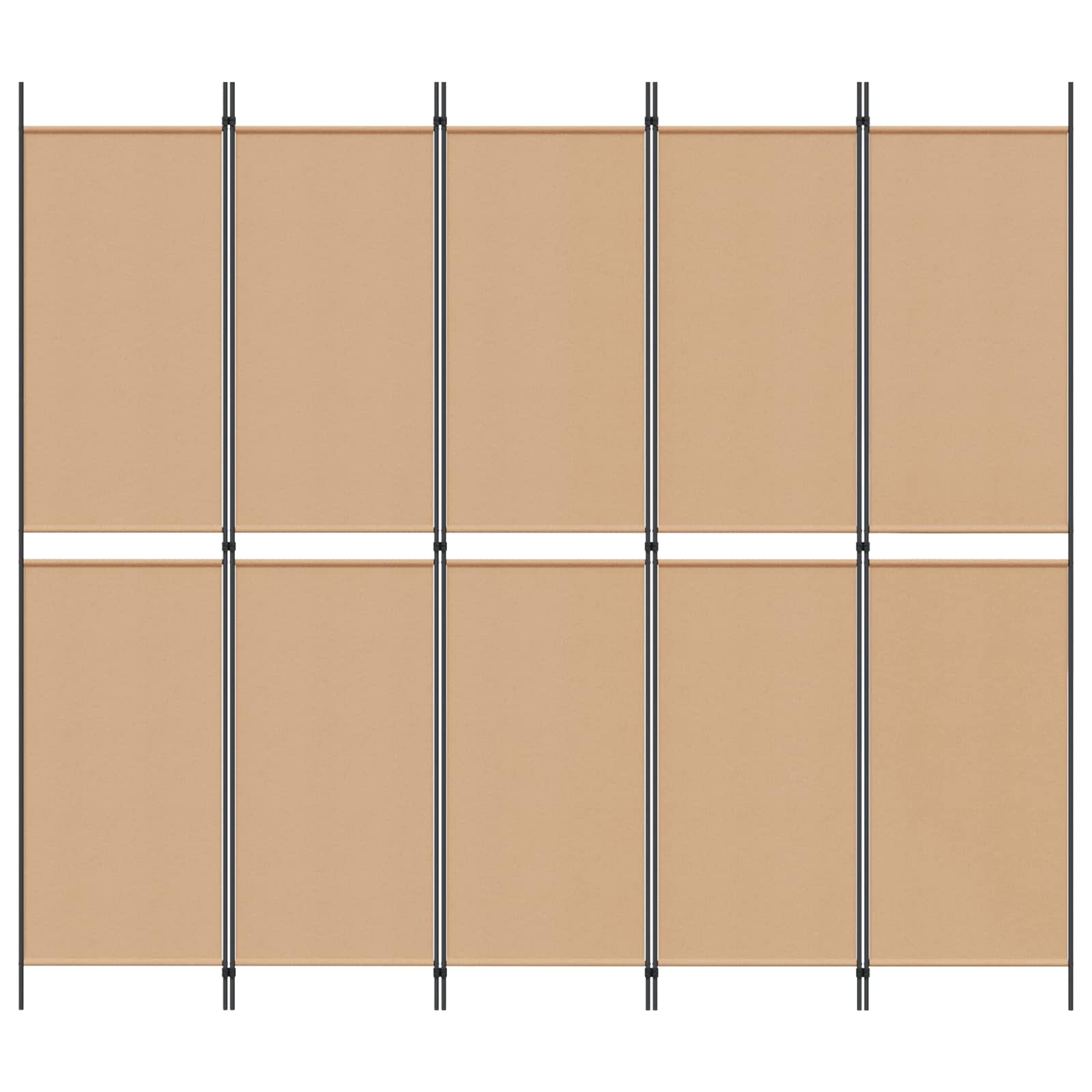 5-Panel Room Divider Beige 250 x 220 cm Stof