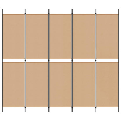5-Panel Room Divider Beige 250 x 220 cm Stof