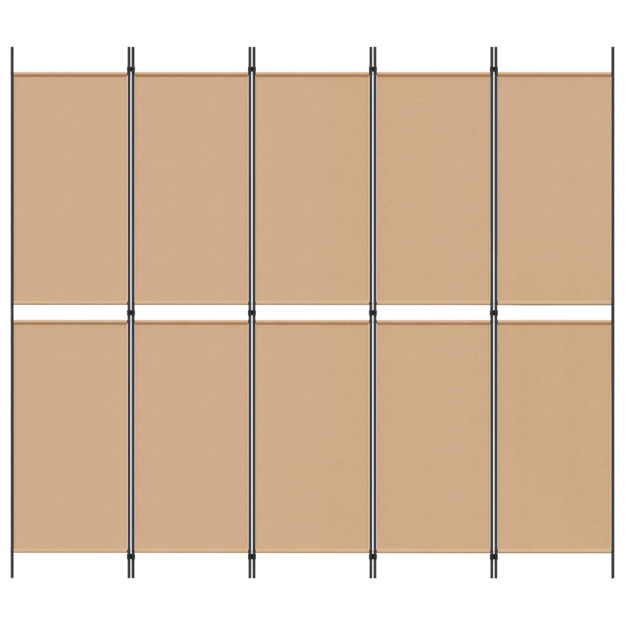 5-Panel Room Divider Beige 250 x 220 cm Stof