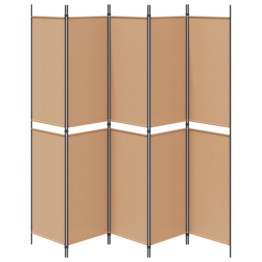 5-Panel Room Divider Beige 250 x 220 cm Stof