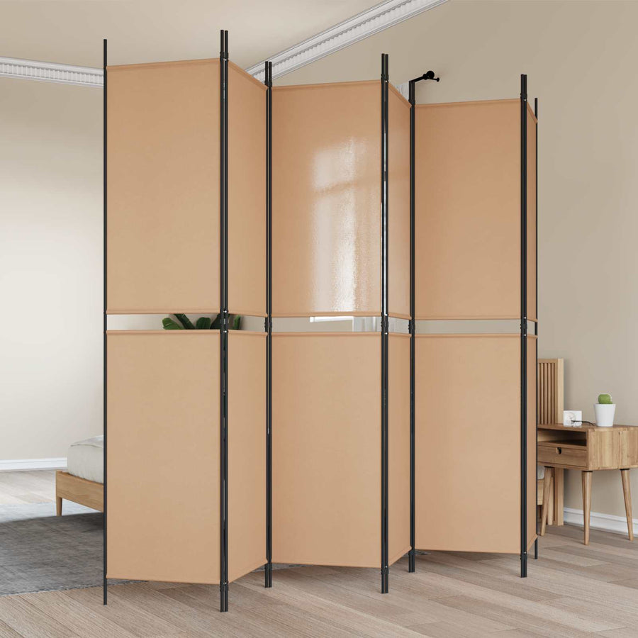 6-Panelen Kamerscherm Beige 300 x 220 cm Stof