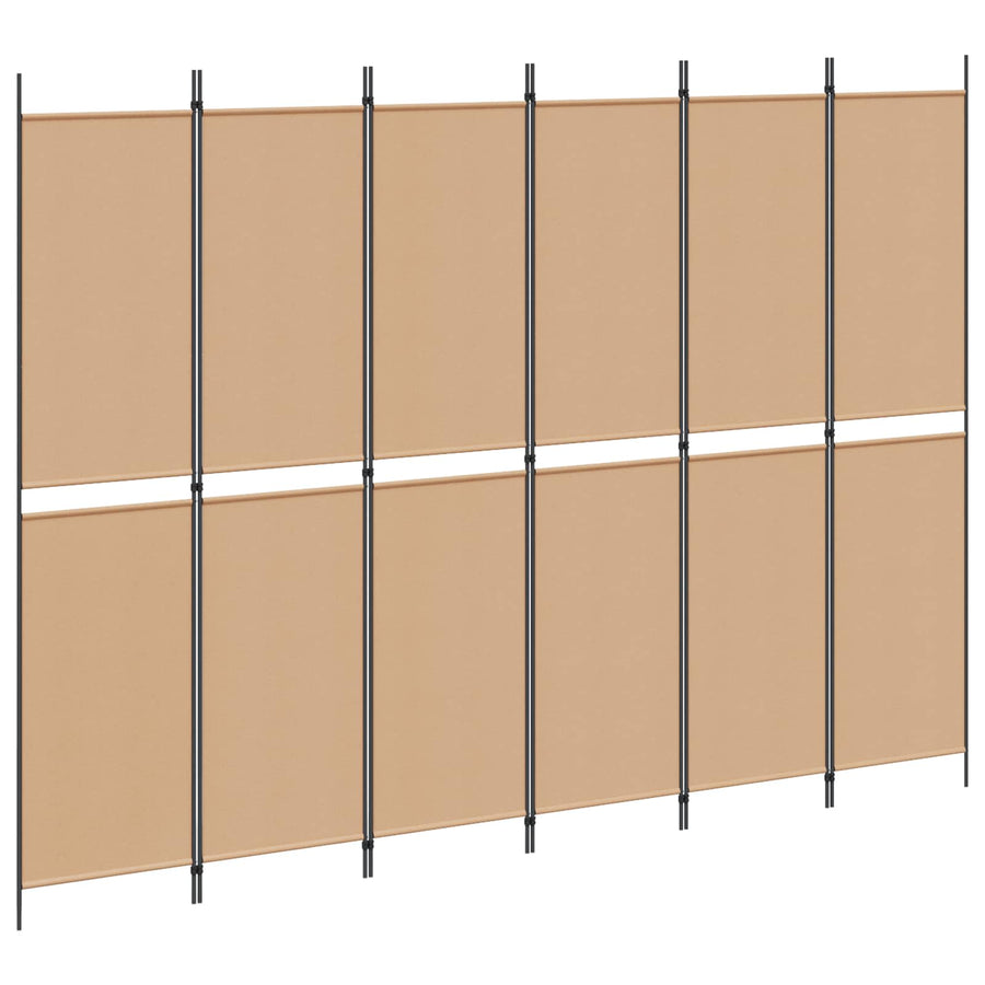 6-Panelen Kamerscherm Beige 300 x 220 cm Stof
