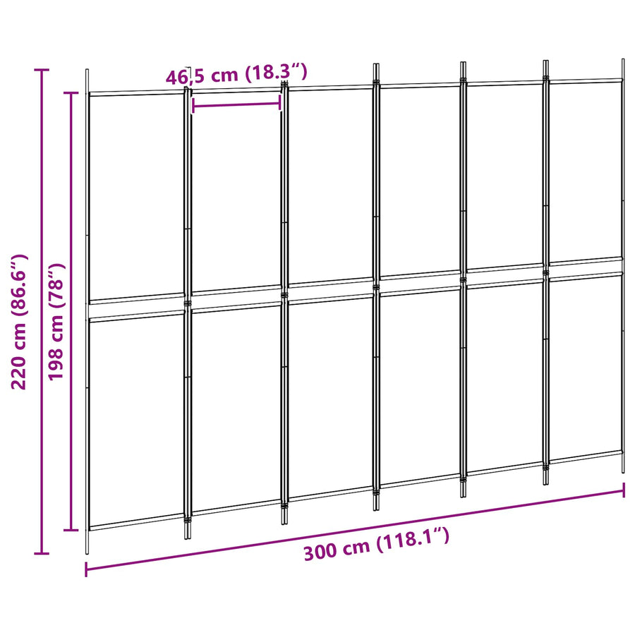 6-Panelen Kamerscherm Beige 300 x 220 cm Stof