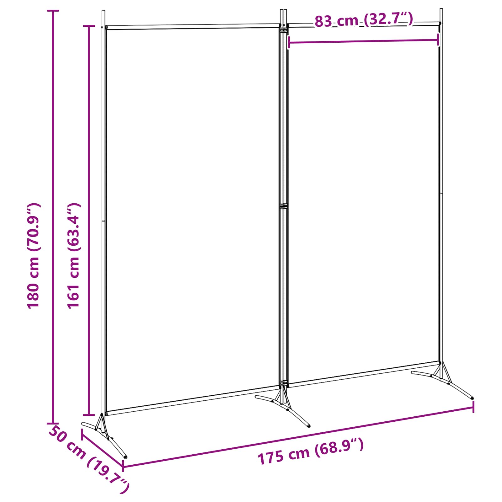 2-Panelen Kamerscherm Beige 175 x 180 cm Stof