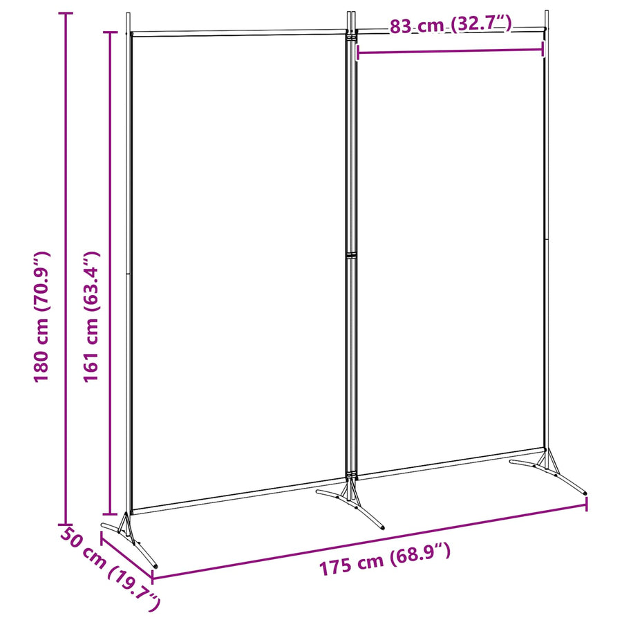 2-Panelen Kamerscherm Beige 175 x 180 cm Stof