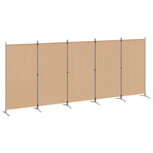 5-Panel Room Divider Beige 433 x 180 cm Stof