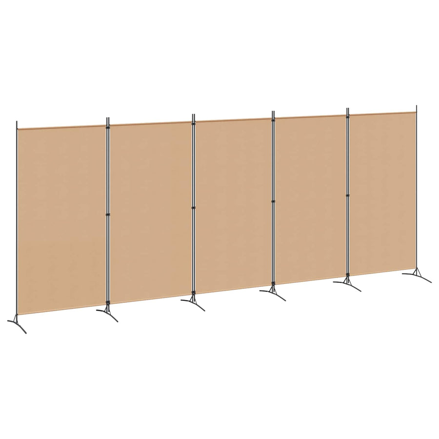 5-Panel Room Divider Beige 433 x 180 cm Stof