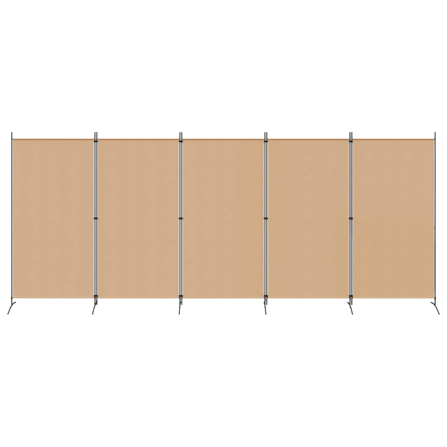 5-Panel Room Divider Beige 433 x 180 cm Stof