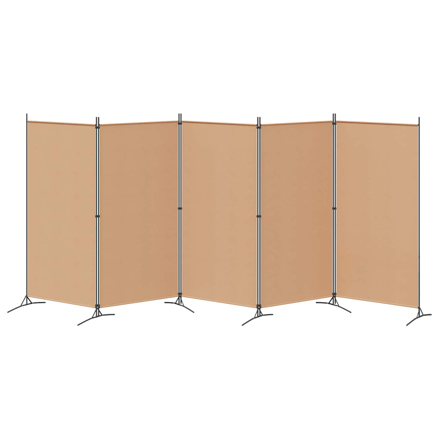 5-Panel Room Divider Beige 433 x 180 cm Stof