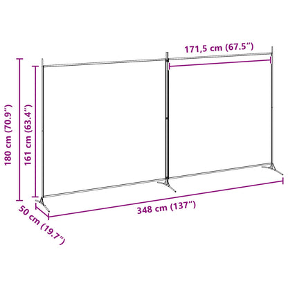 2-Panelen Kamerscherm Beige 348 x 180 cm Stof