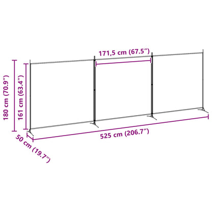 4-panelen roomdivider Beige 525 x 180 cm Stof