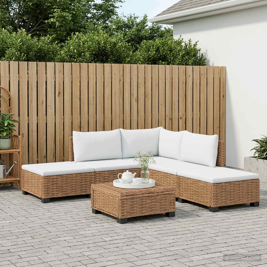 6 st Rieten Loungeset met Kussens GENDT Natuurlijk rattan