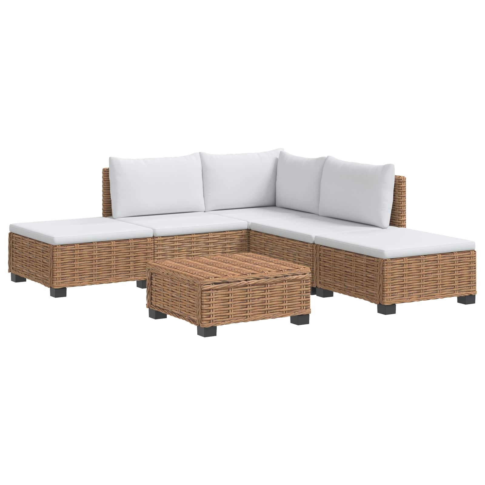 6 st Rieten Loungeset met Kussens GENDT Natuurlijk rattan