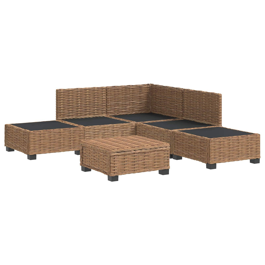 6 st Rieten Loungeset met Kussens GENDT Natuurlijk rattan