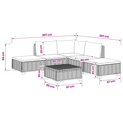 6 st Rieten Loungeset met Kussens GENDT Natuurlijk rattan