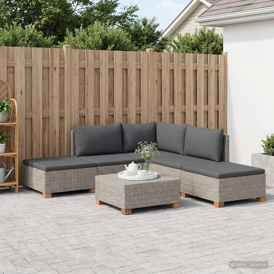 6 st Rieten Loungeset met Kussens GENDT Natuurlijk rattan
