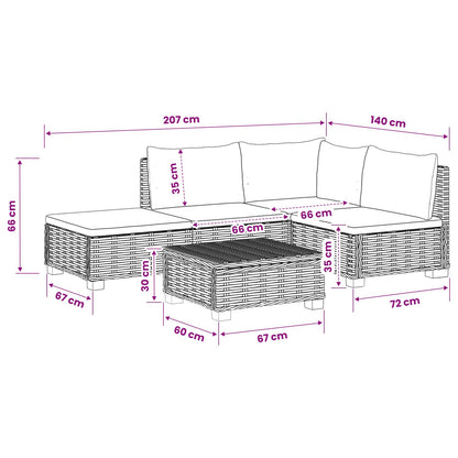 4 st Rieten Loungeset met Kussens GENDT Natuurlijk rattan