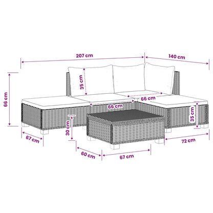 4 st Rieten Loungeset met Kussens GENDT Natuurlijk rattan