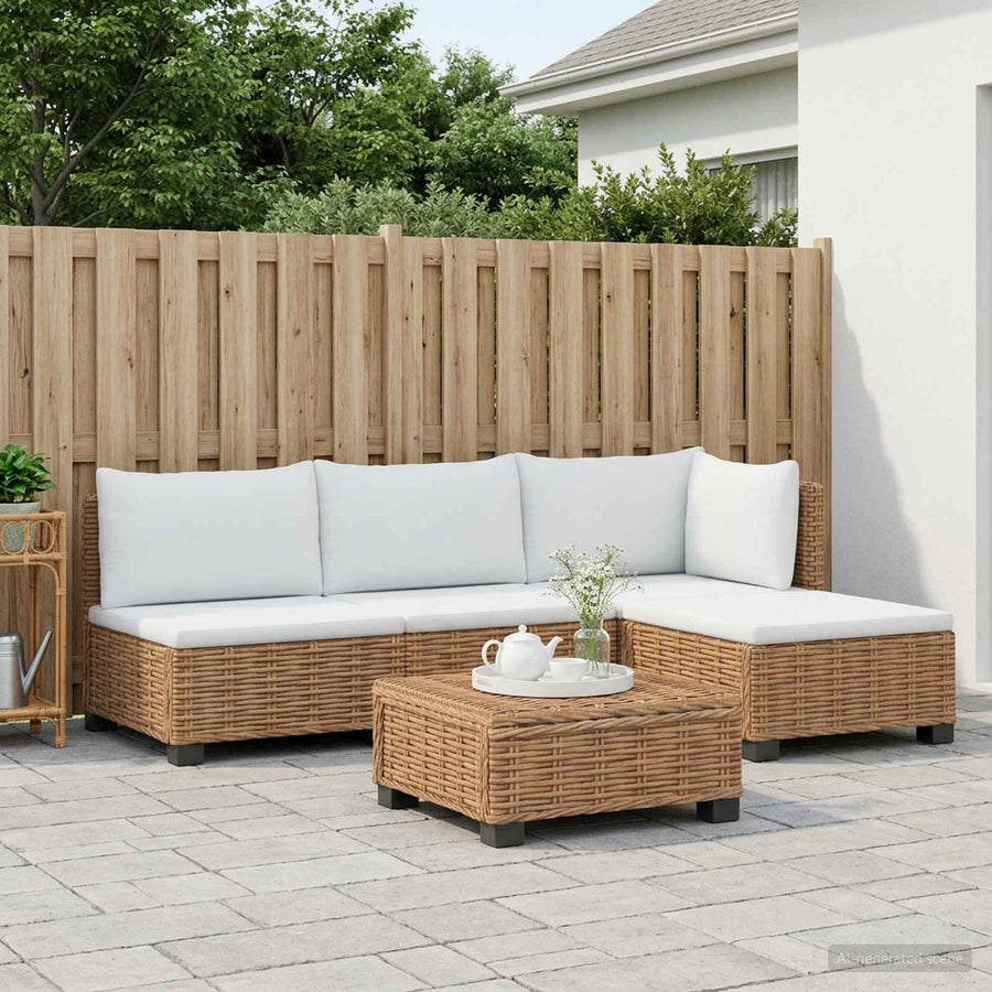 5 st Rieten Loungeset met Kussens GENDT Natuurlijk rattan