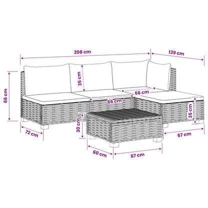 5 st Rieten Loungeset met Kussens GENDT Natuurlijk rattan