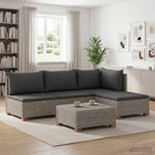 Loungeset 5-delig rotan mahoniegrijs
