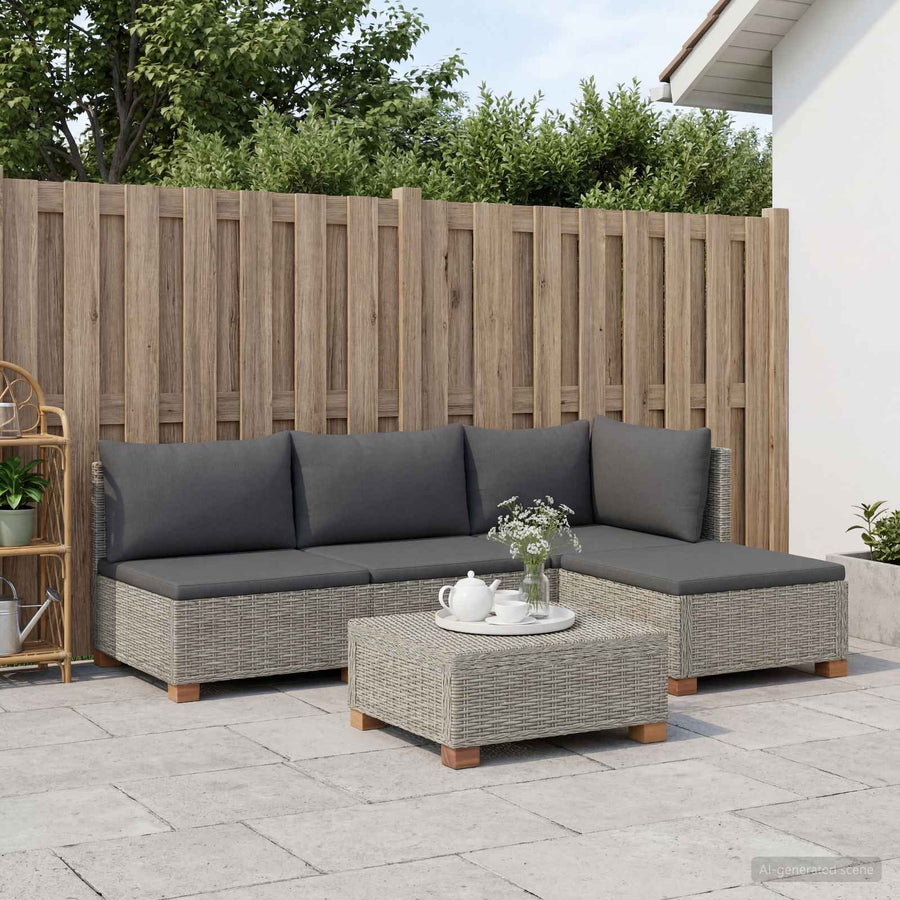 5 st Rieten Loungeset met Kussens GENDT Natuurlijk rattan
