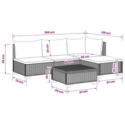 5 st Rieten Loungeset met Kussens GENDT Natuurlijk rattan