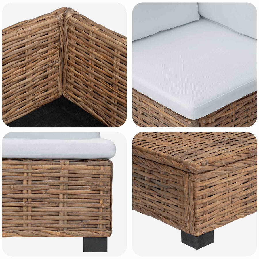 5 st Rieten Loungeset met Kussens GENDT Natuurlijk rattan