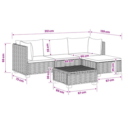 5 st Rieten Loungeset met Kussens GENDT Natuurlijk rattan