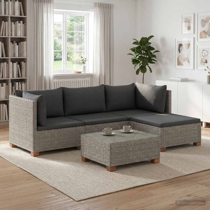 5 st Rieten Loungeset met Kussens GENDT Natuurlijk rattan