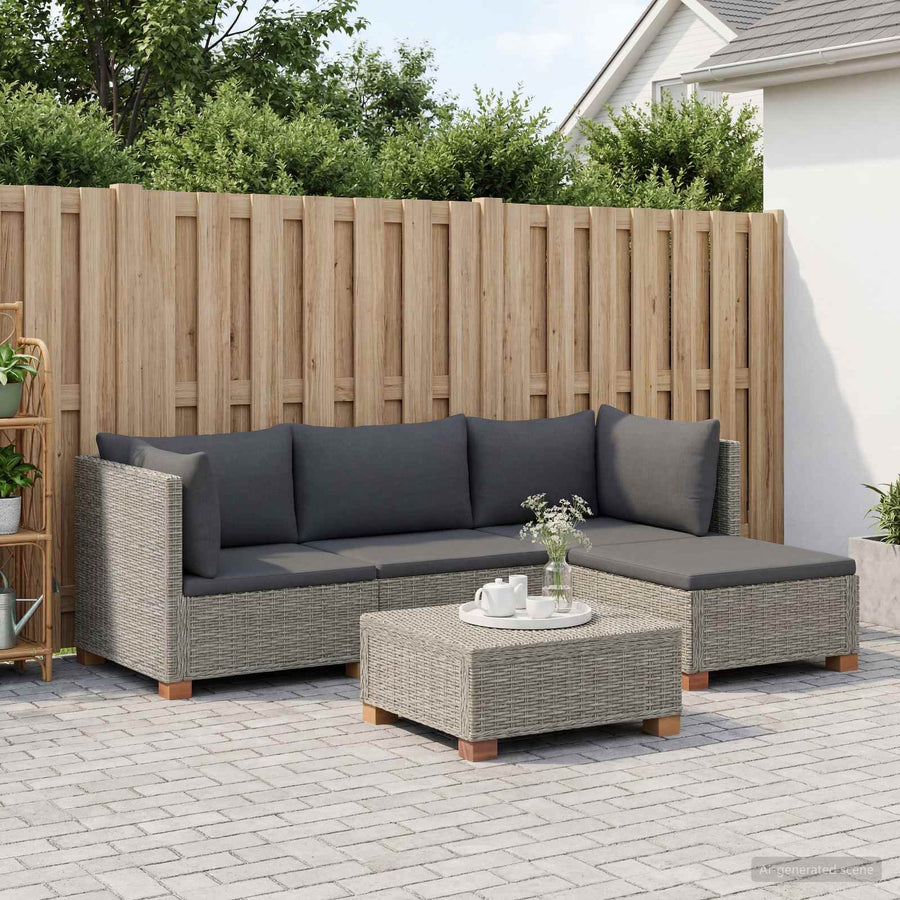 5 st Rieten Loungeset met Kussens GENDT Natuurlijk rattan
