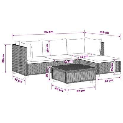 5 st Rieten Loungeset met Kussens GENDT Natuurlijk rattan