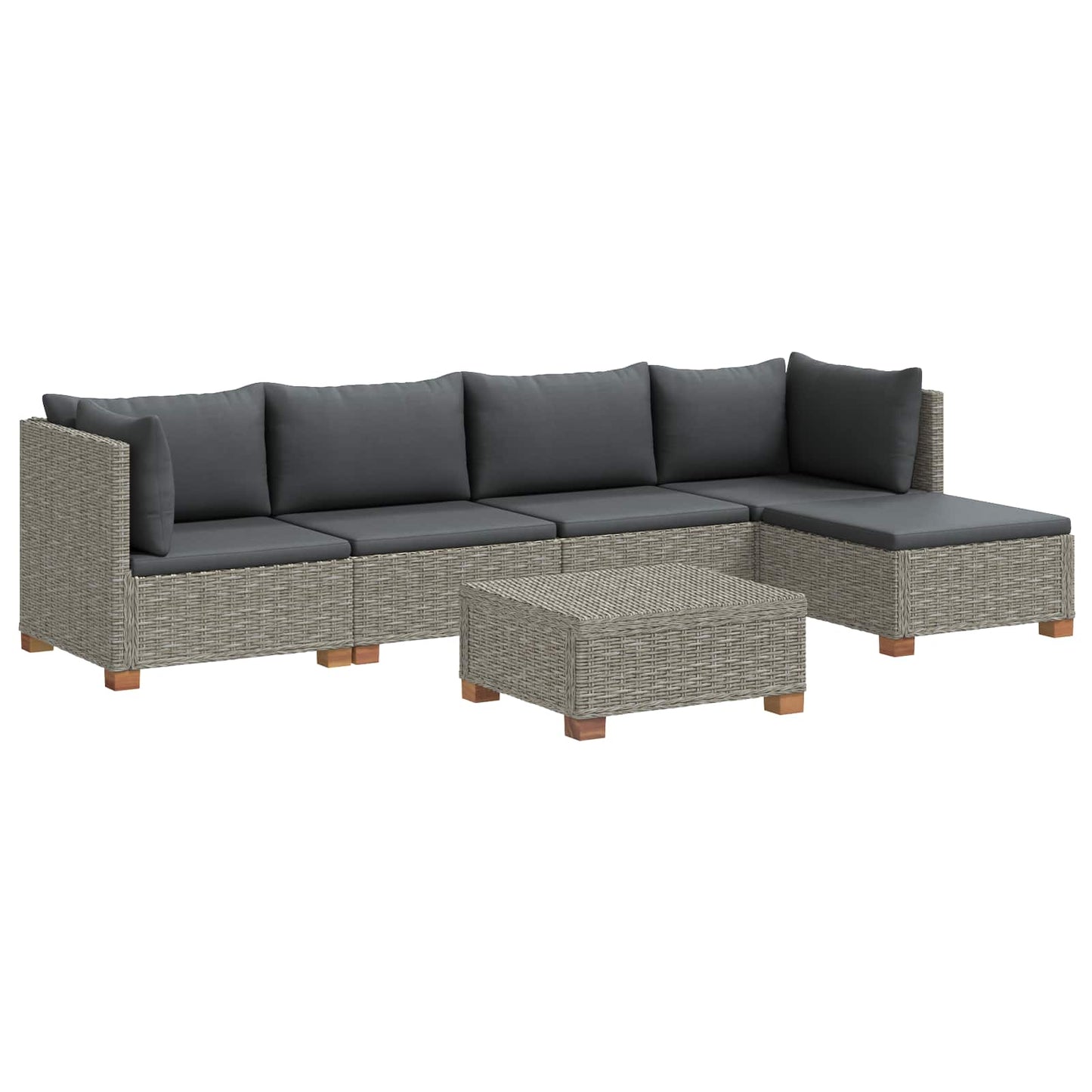 6 st Rieten Loungeset met Kussens GENDT Natuurlijk rattan