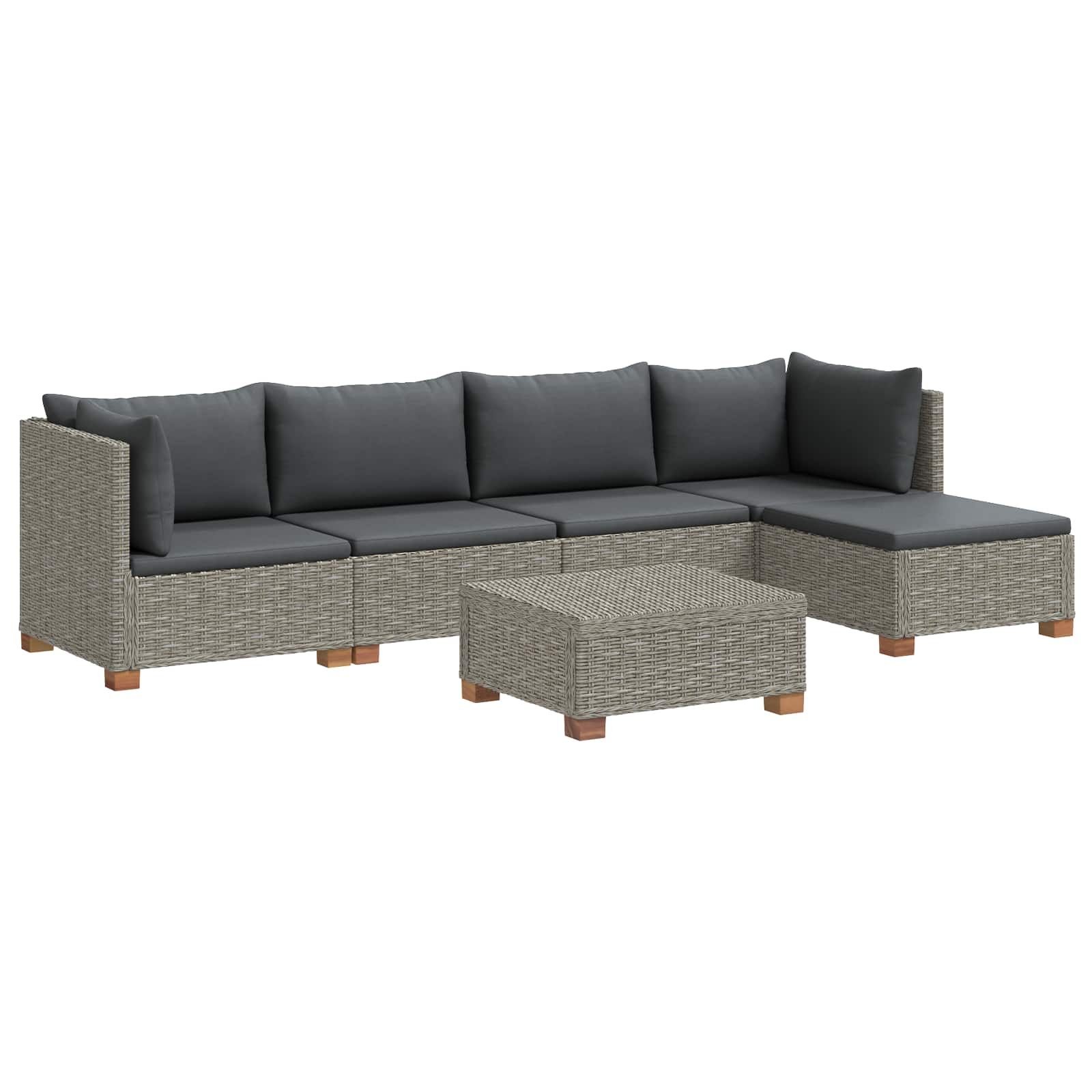 6 st Rieten Loungeset met Kussens GENDT Natuurlijk rattan