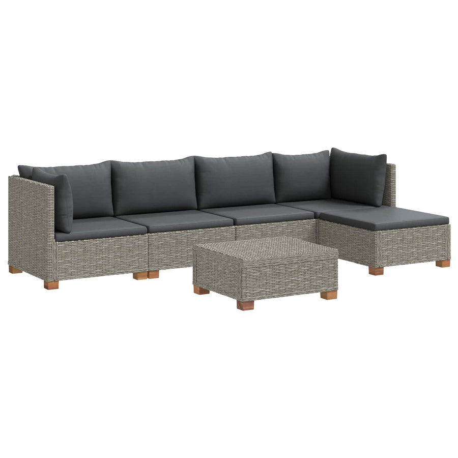 6 st Rieten Loungeset met Kussens GENDT Natuurlijk rattan