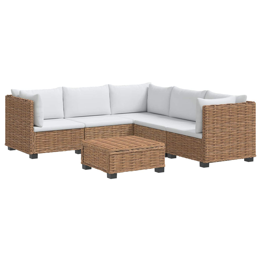 6 st Rieten Loungeset met Kussens GENDT Natuurlijk rattan