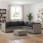 Loungeset riet 5-delig kubu grijs
