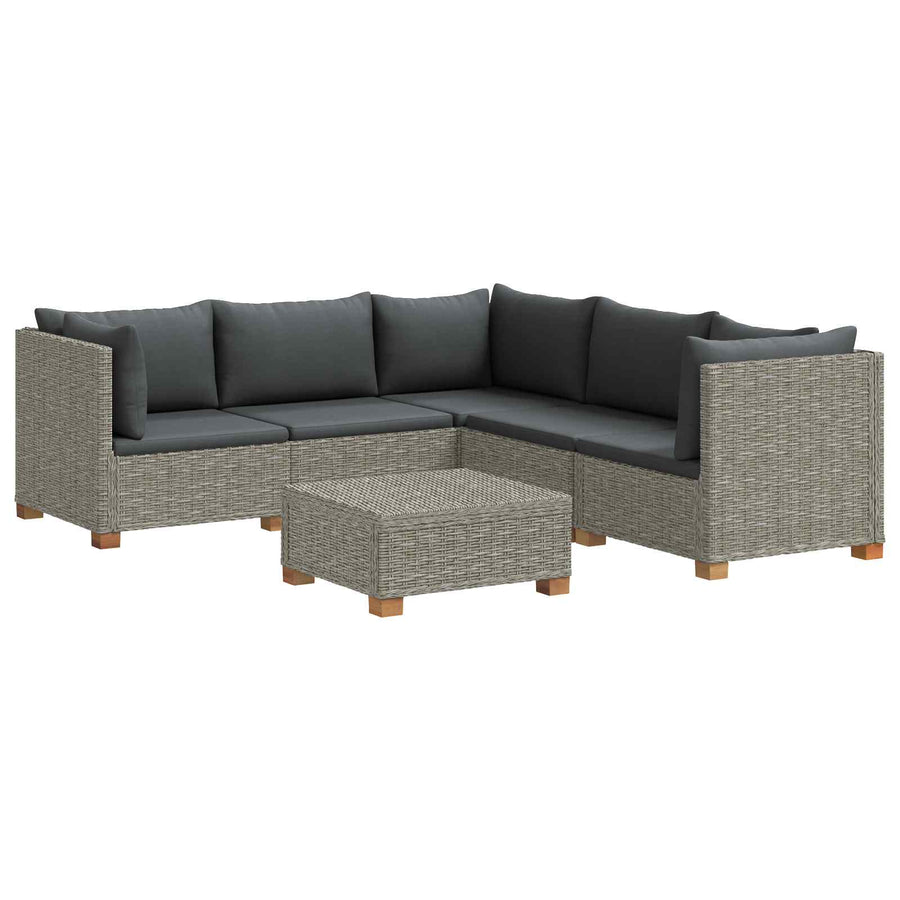 6 st Rieten Loungeset met Kussens GENDT Natuurlijk rattan