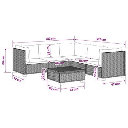 6 st Rieten Loungeset met Kussens GENDT Natuurlijk rattan