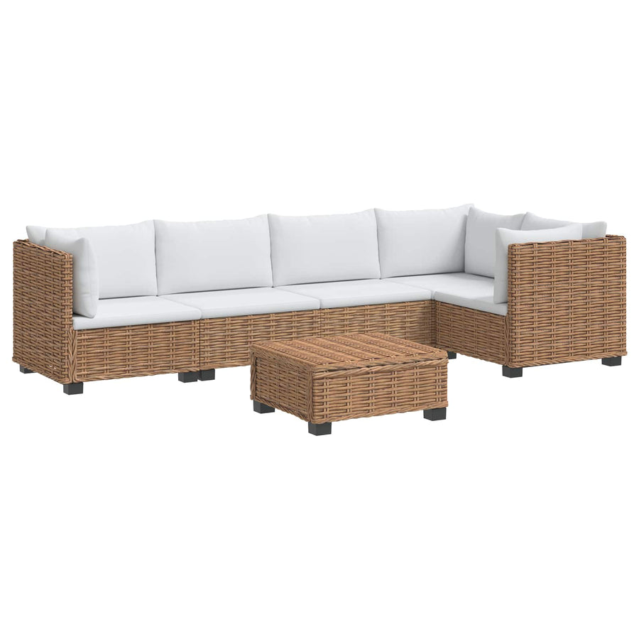 6 st Rieten Loungeset met Kussens GENDT Natuurlijk rattan
