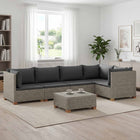 Loungeset 6-delig Kubu grijs rattan mahonie