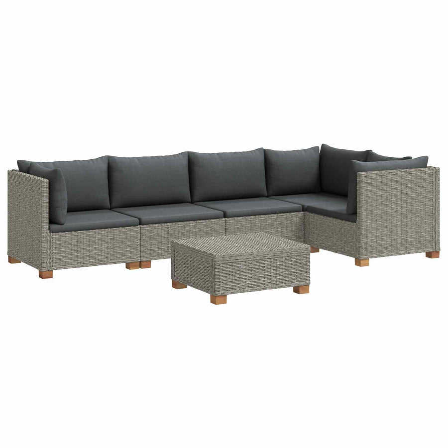 6 st Rieten Loungeset met Kussens GENDT Natuurlijk rattan