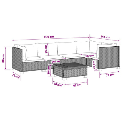 6 st Rieten Loungeset met Kussens GENDT Natuurlijk rattan