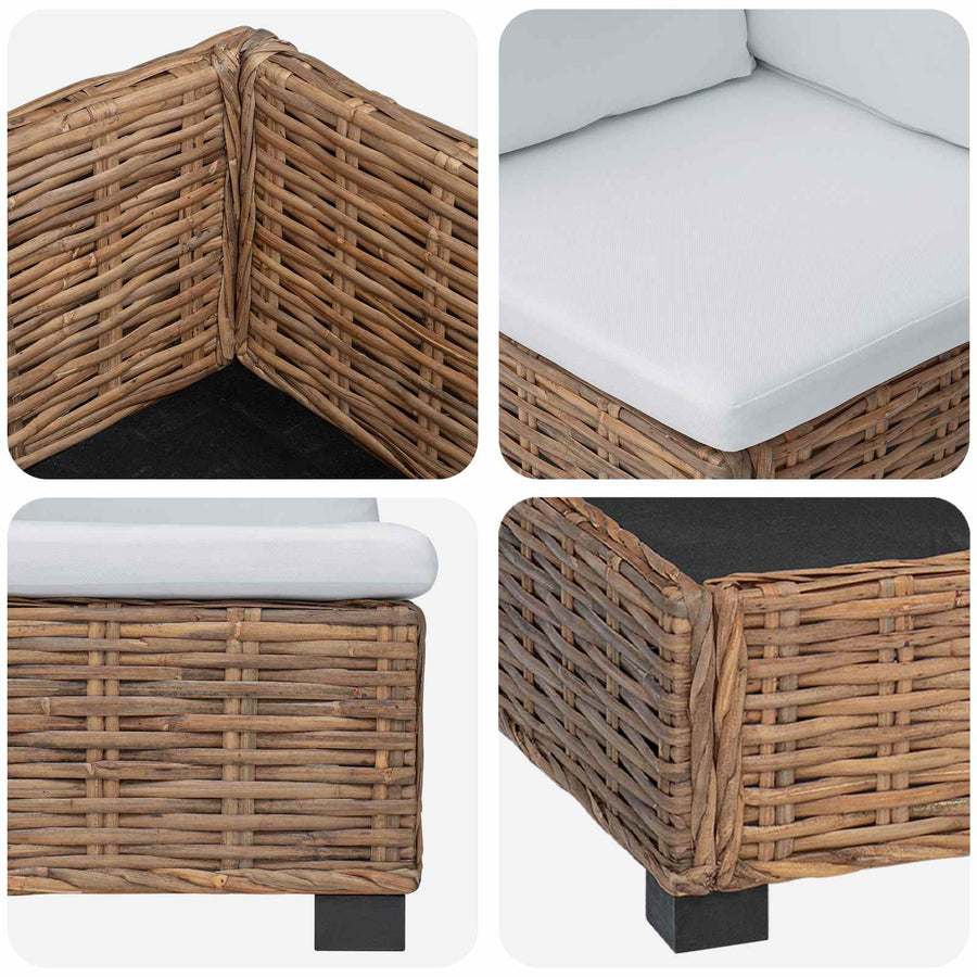 2 st Rieten Loungeset met Kussens GENDT Natuurlijk rattan