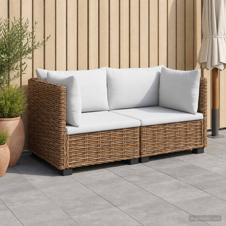 2 st Rieten Loungeset met Kussens GENDT Natuurlijk rattan